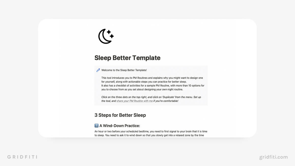 Notion Night Routine Template