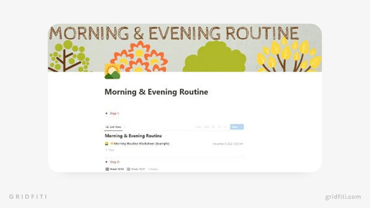 Notion Morning and Evening Routine Template