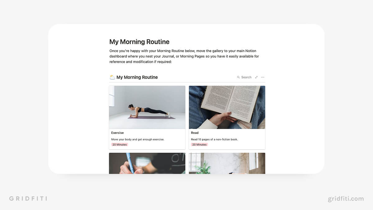 Notion Morning Routine Template