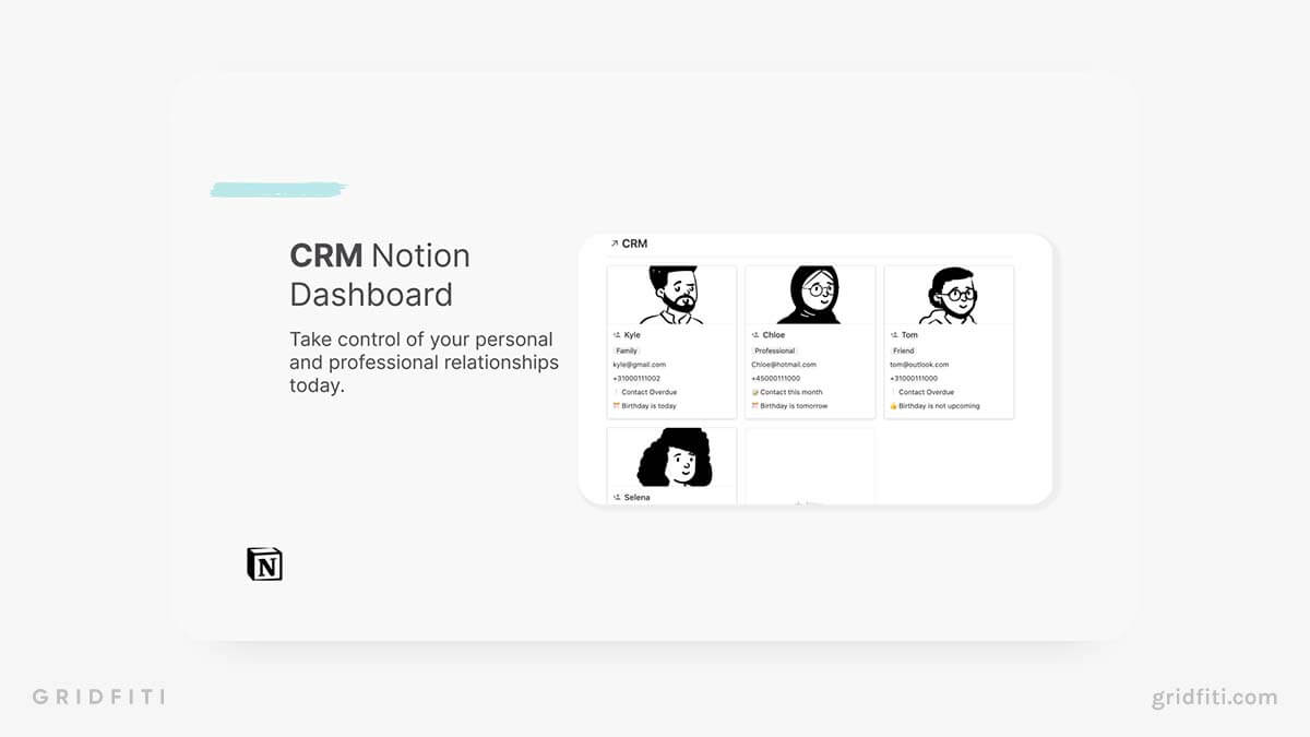 Notion Personal CRM Dashboard for Your Network