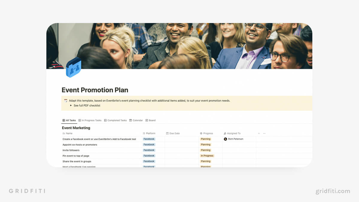 Notion Event Promotion Plan Template for Corporate Events