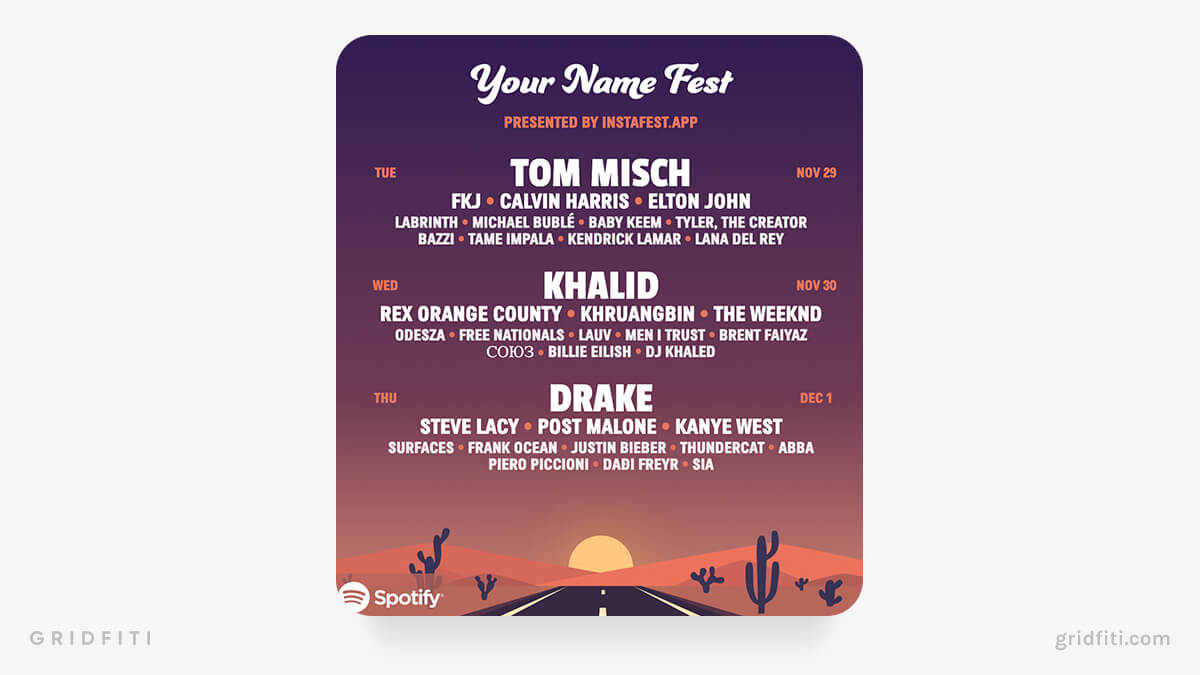 Instafest App – Spotify Music Festival Template