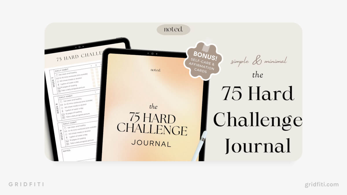 Beige Minimalist Aesthetic 75 Hard Challenge Journal Template