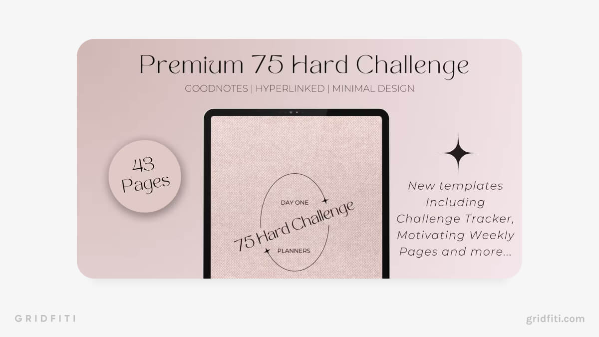 Pink Aesthetic 75 Hard Challenge Digital Planner