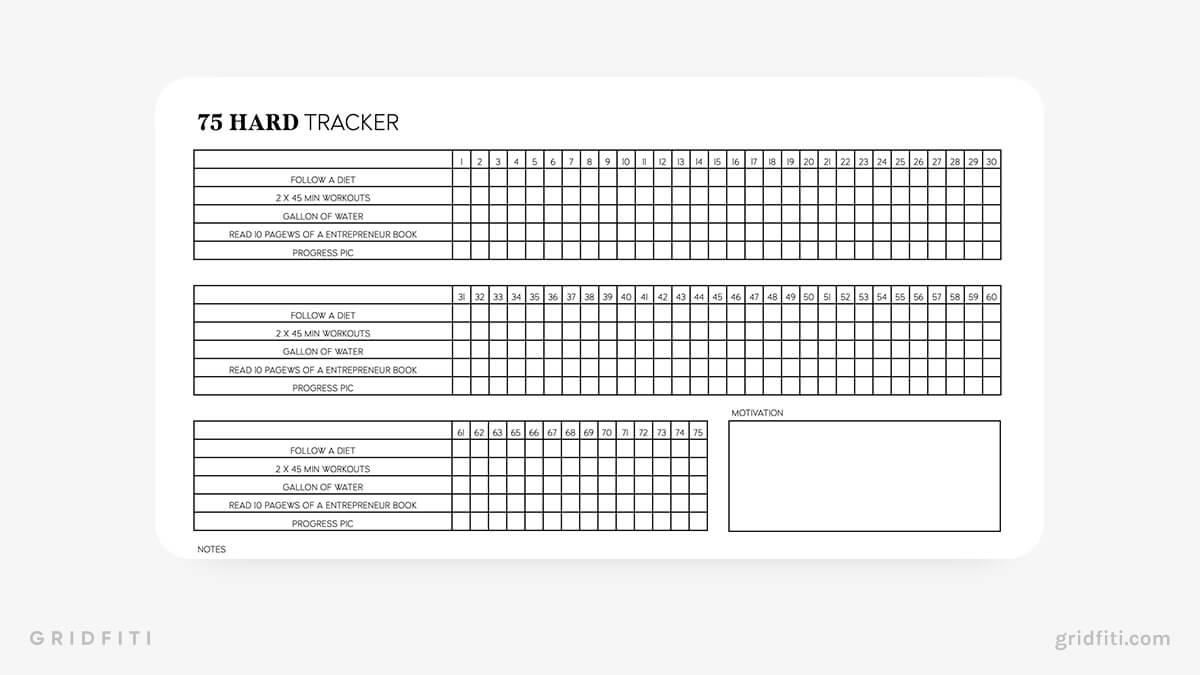 Free 75 Hard Tracker Printable With Two Versions For 2023, 58 OFF