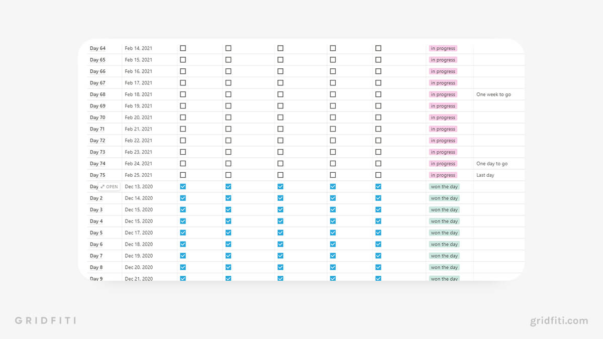 Simple 75 Hard Tracker