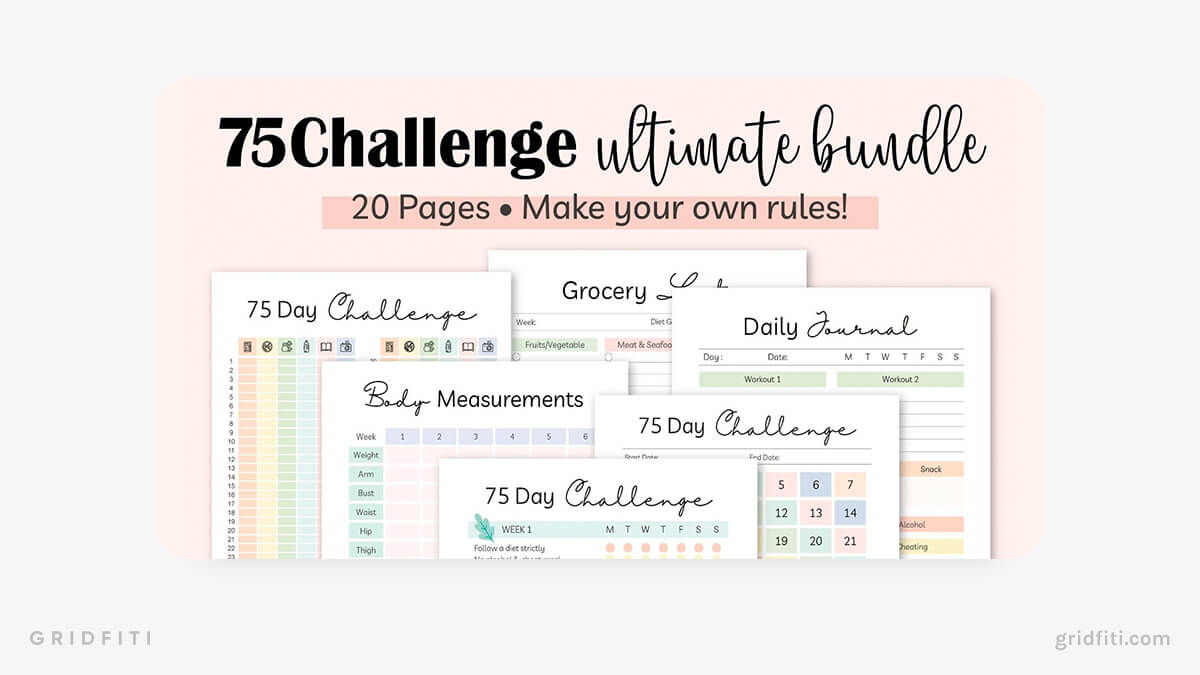 Colorful 75 Day Tough Challenge Tracker