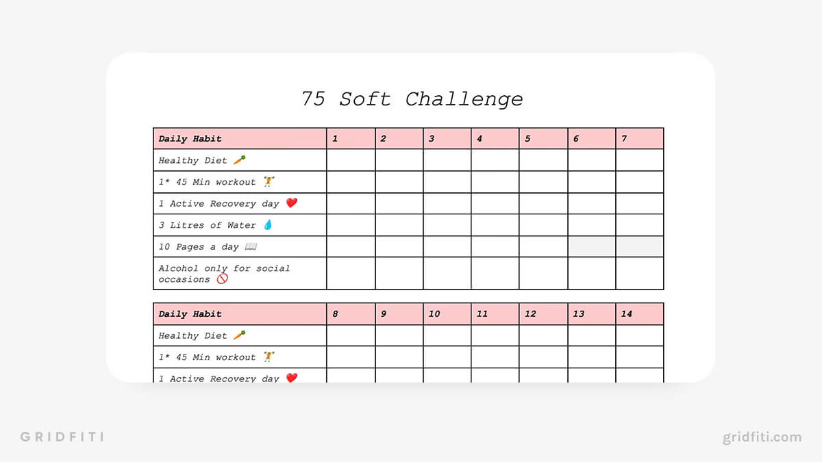 Pink & Blue 75 Soft Challenge Template