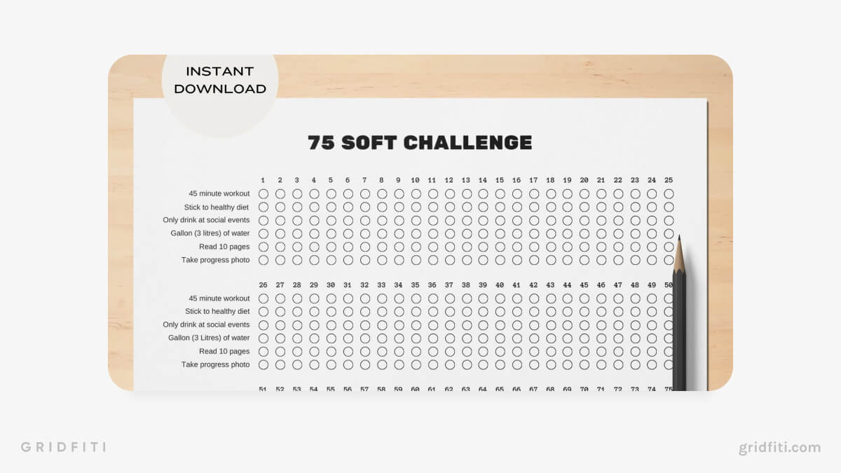 75 Soft Challenge Tracker Printable