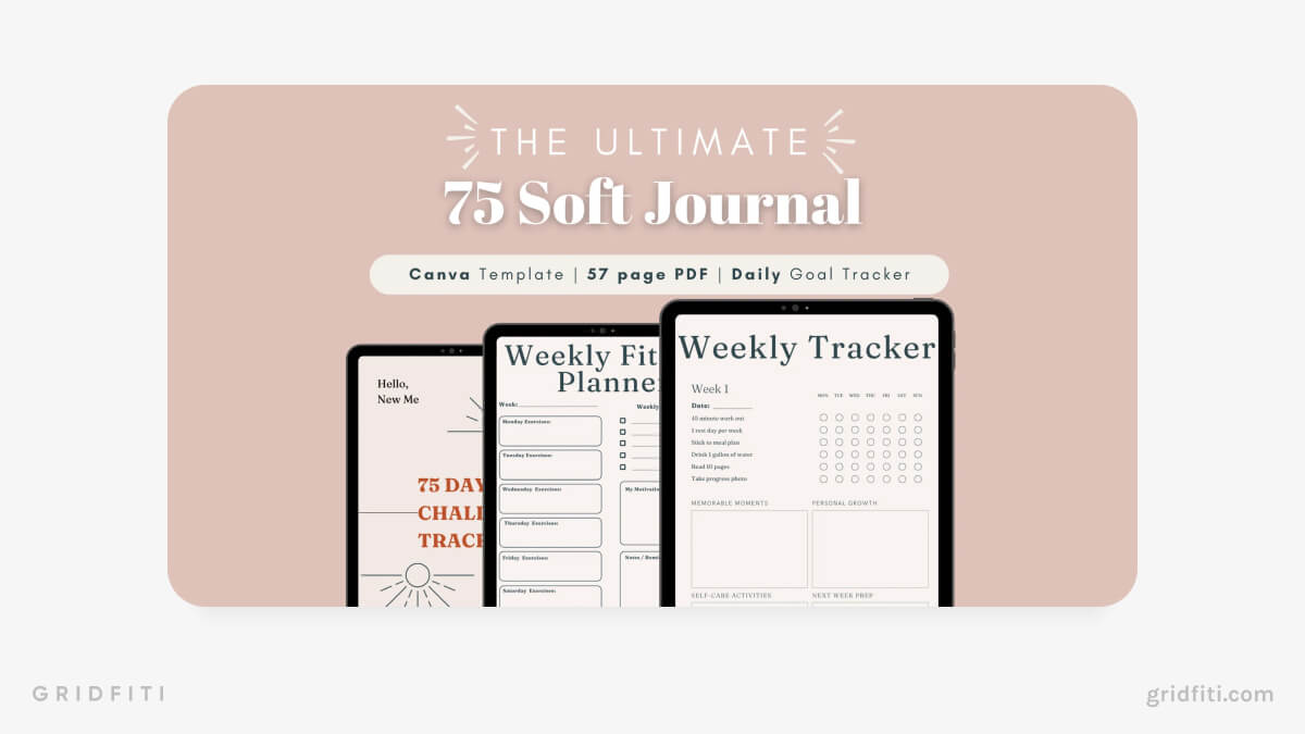 75 Soft Challenge Journal with Fitness, Meals & More