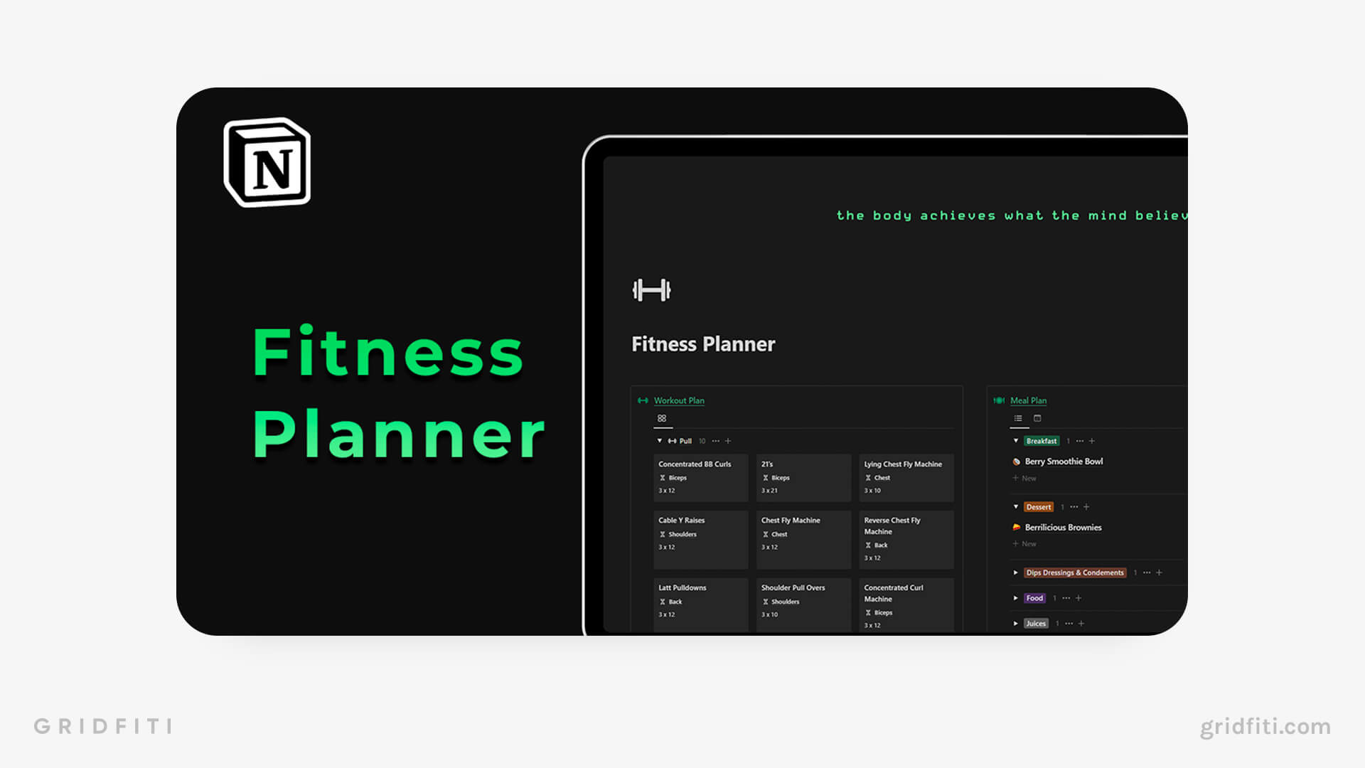 Free Notion Fitness Planner