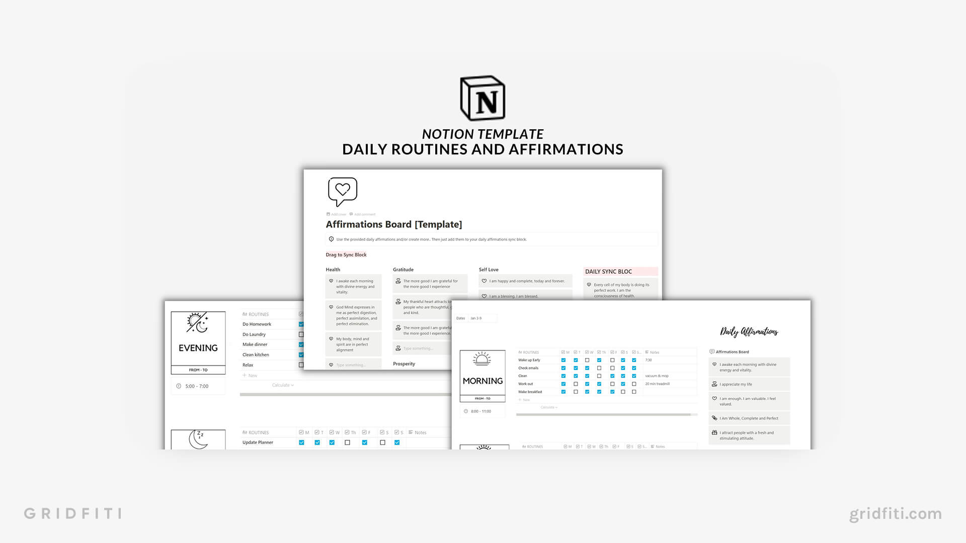 Free Notion Routine & Affirmations Template