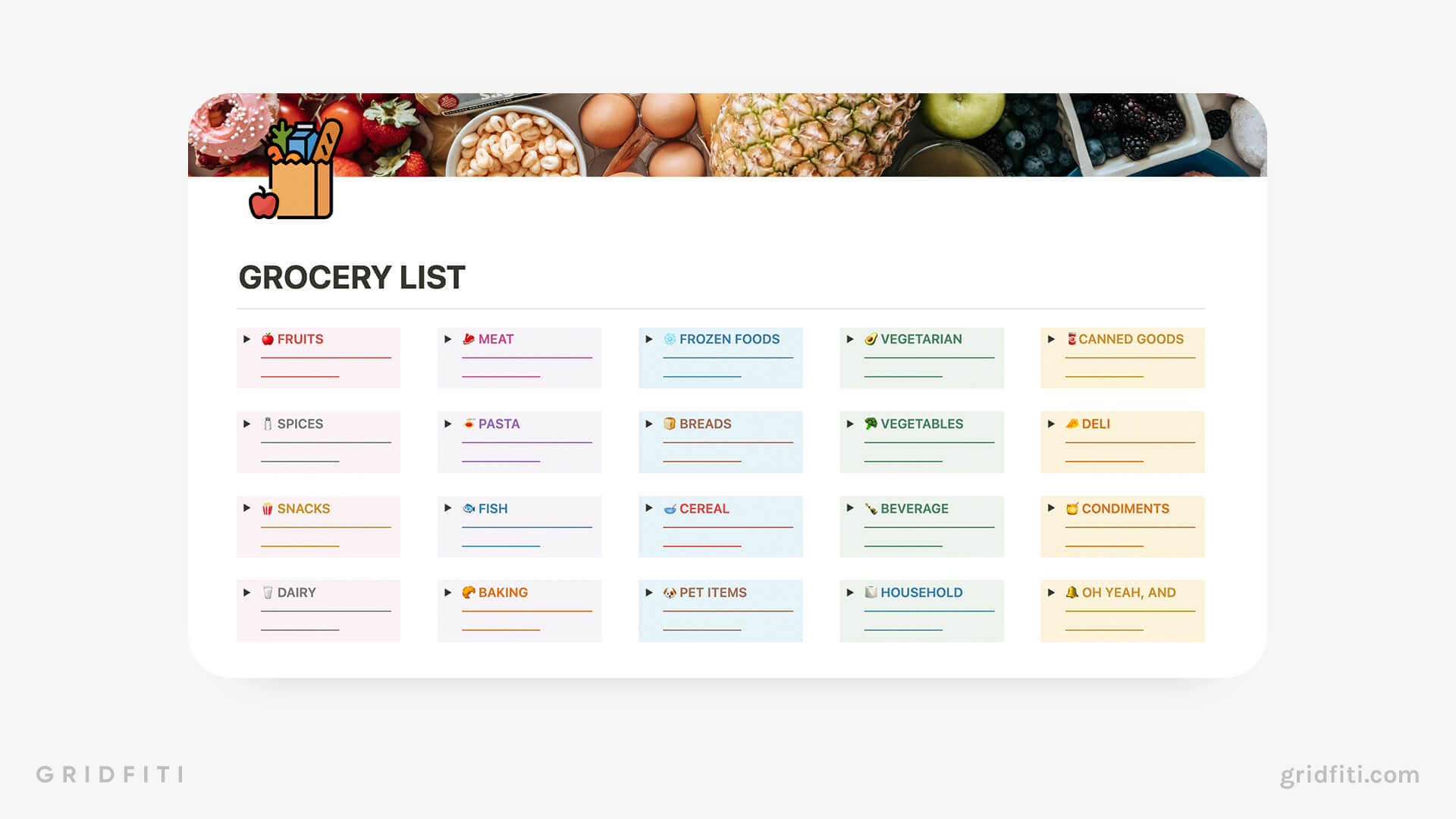 Free Notion Grocery List Template