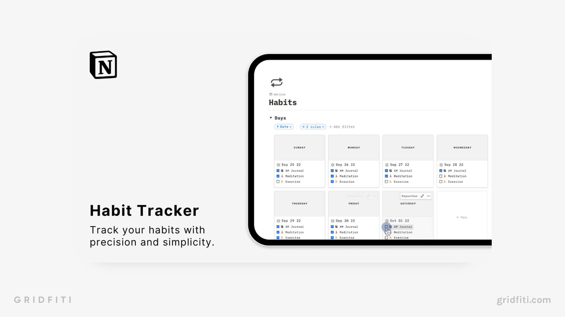 Free Minimal Habit Tracker Template for Notion