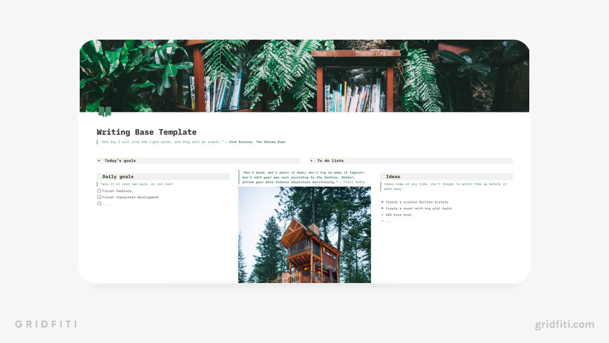 Notion Green Writing Base Template