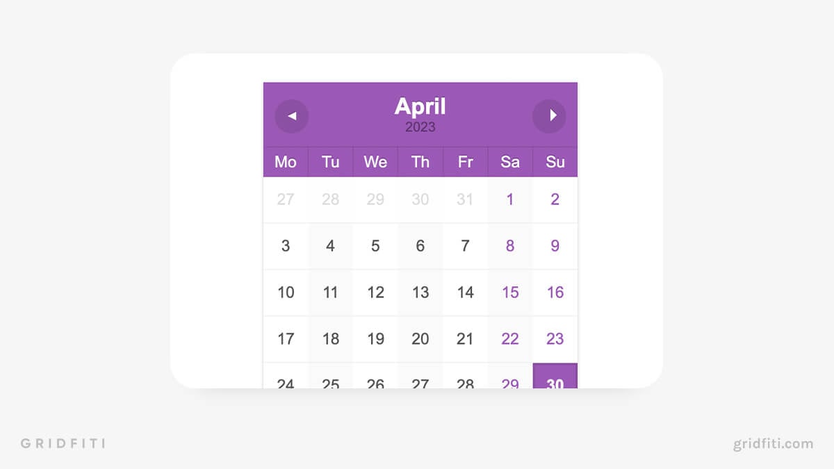 Notion Widget: Calendar