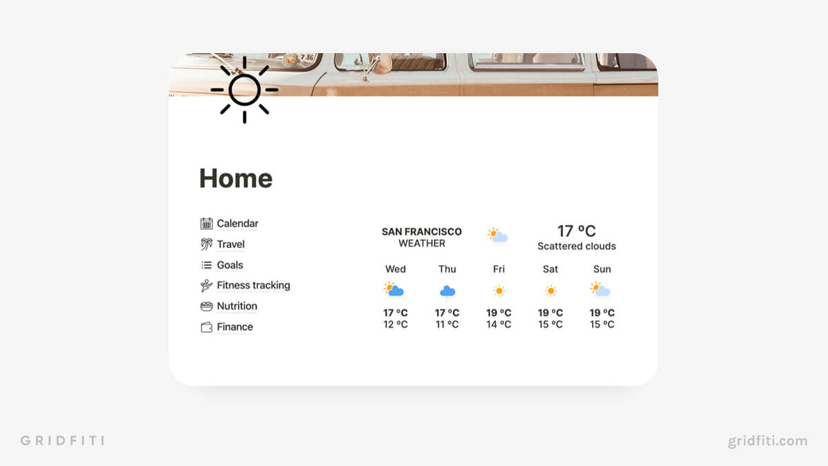 Indify Notion Weather Quote Widget