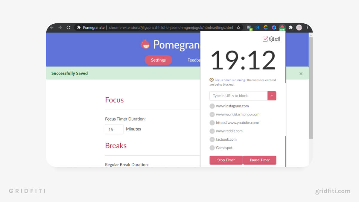 Chrome Extension Website Blocker & Pomodoro Timer