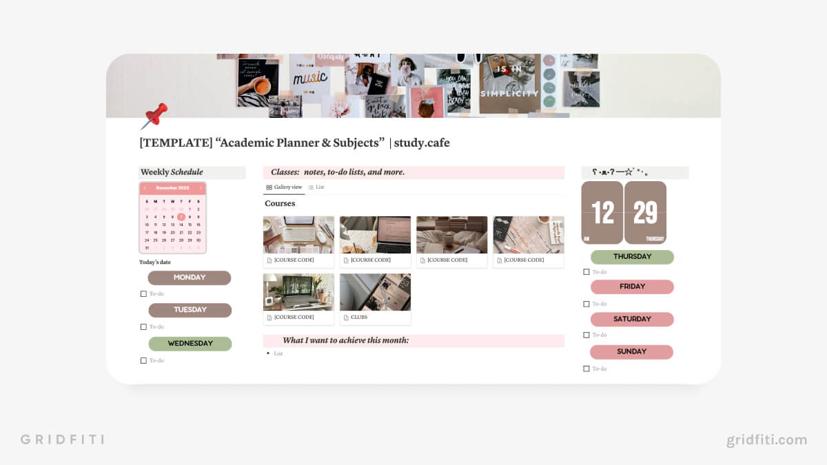 Academic Planner & Subjects Template