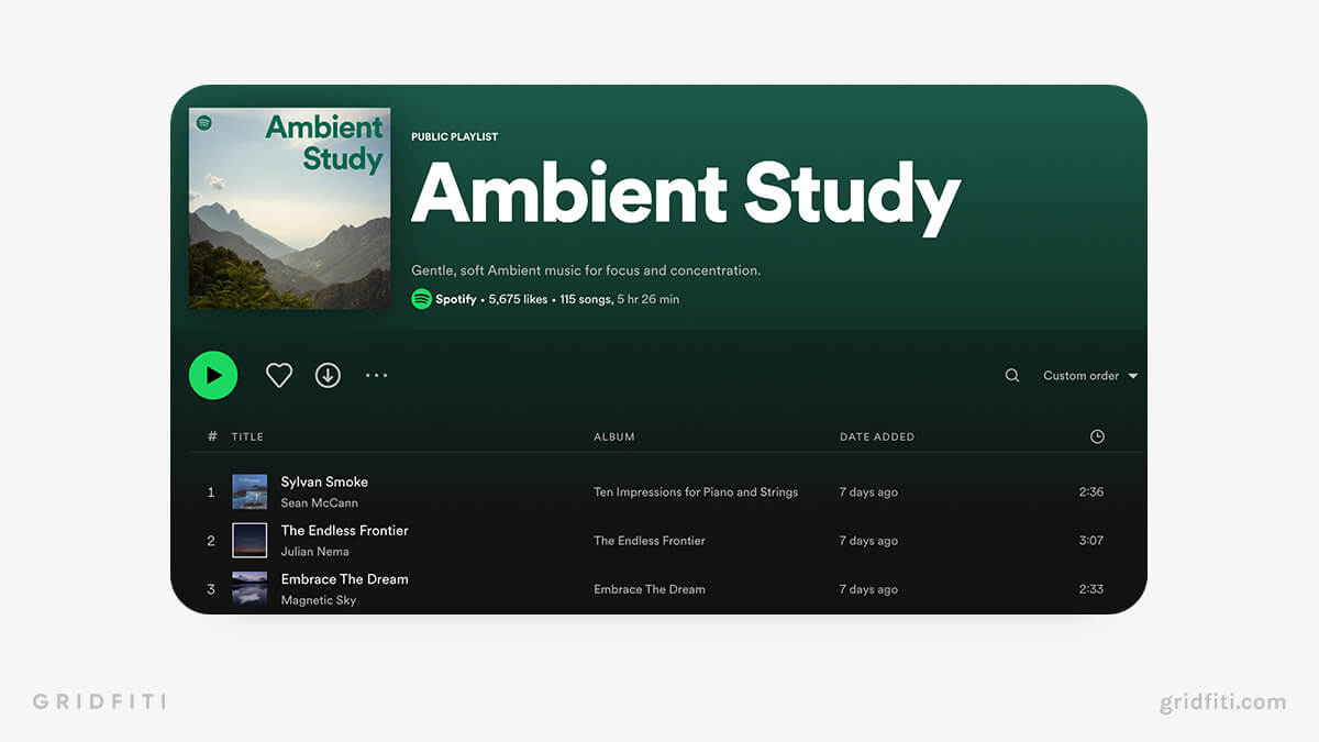 Ambient Spotify Playlists for Studying