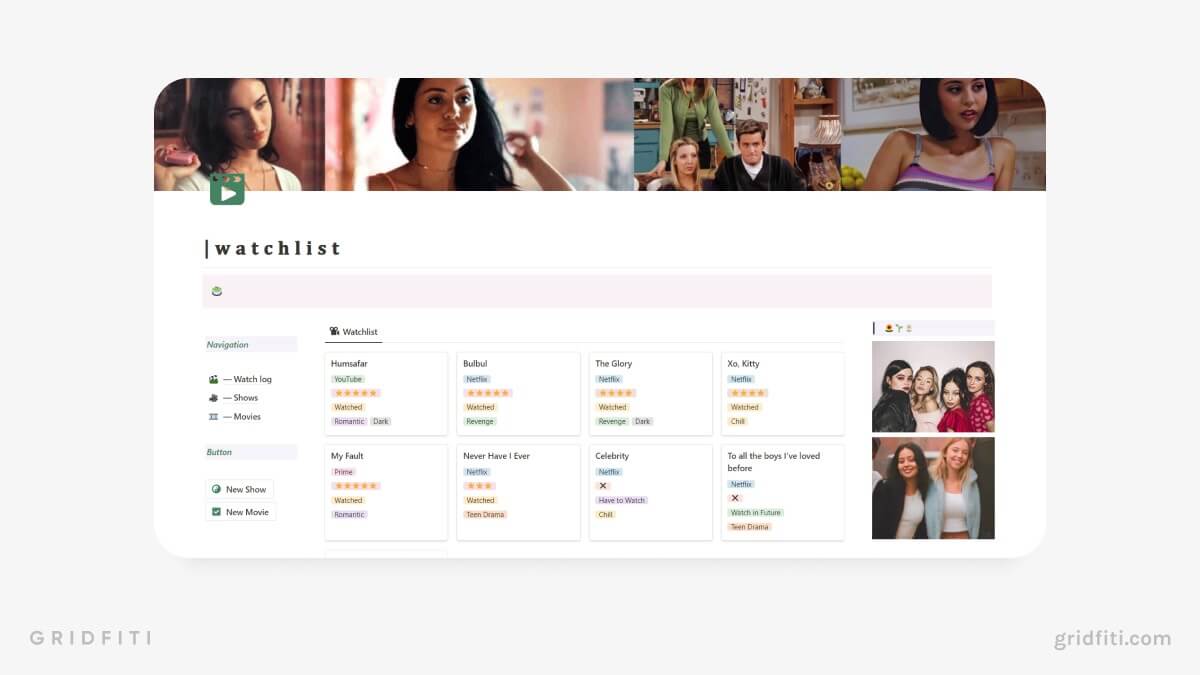 Free Notion Watchlist Tracker Template
