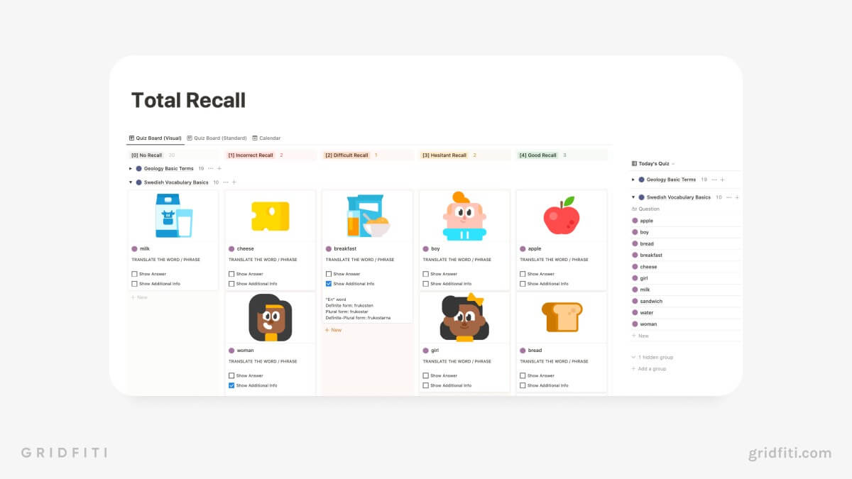 Dynamic Spaced Repetition Learning Free Notion Template