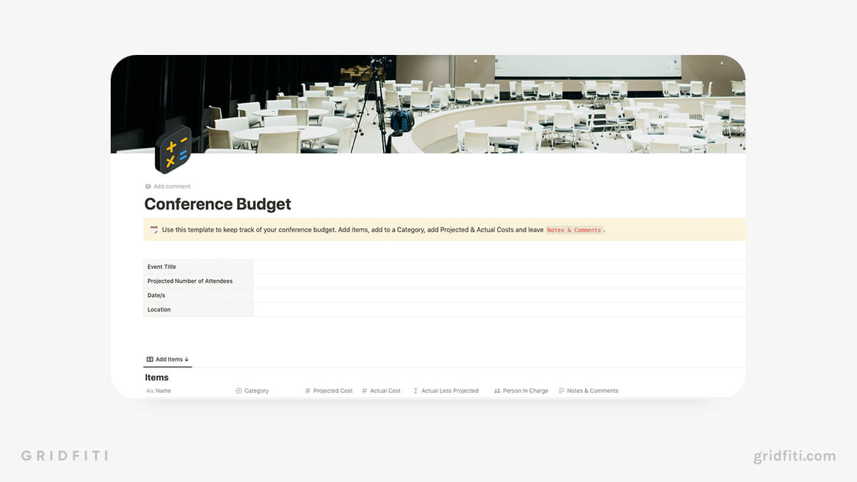 Notion Event Budget Template