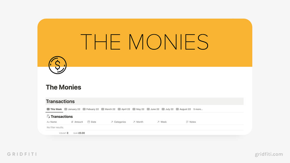 Free Notion Template for Budgeting