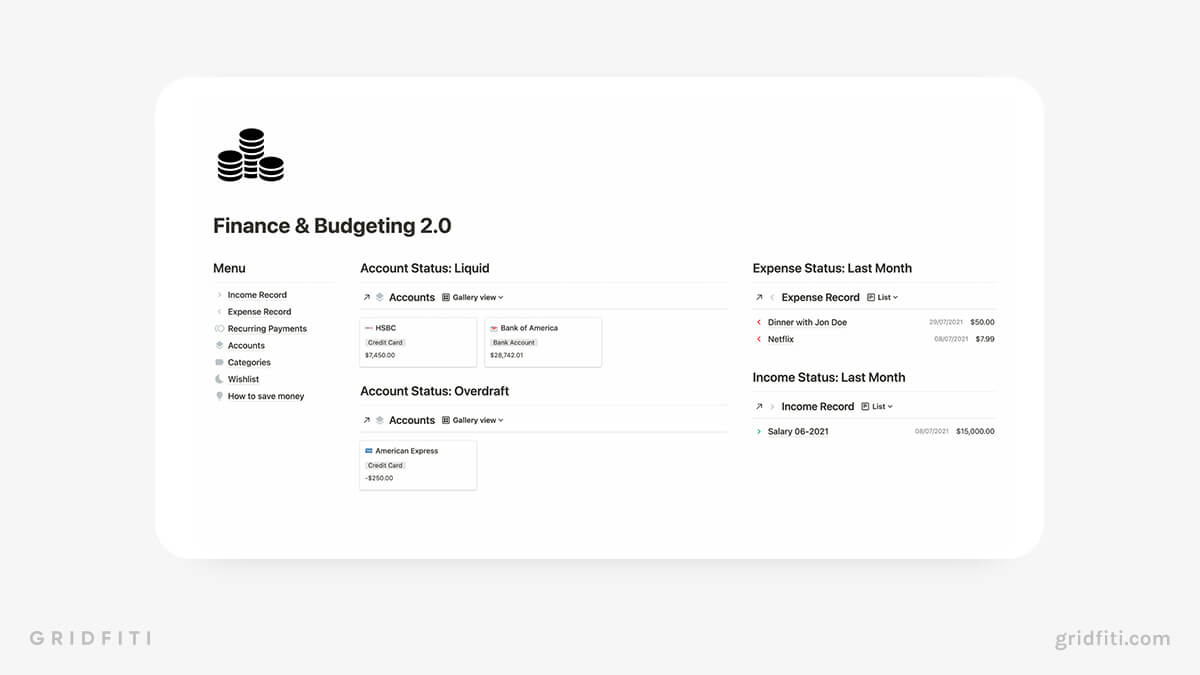 18 Simple Notion Budget Templates (Free & Paid) Gridfiti