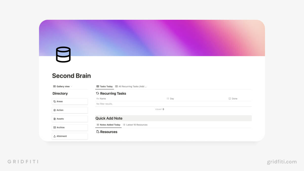 Notion for Knowledge Management: Second Brain Template