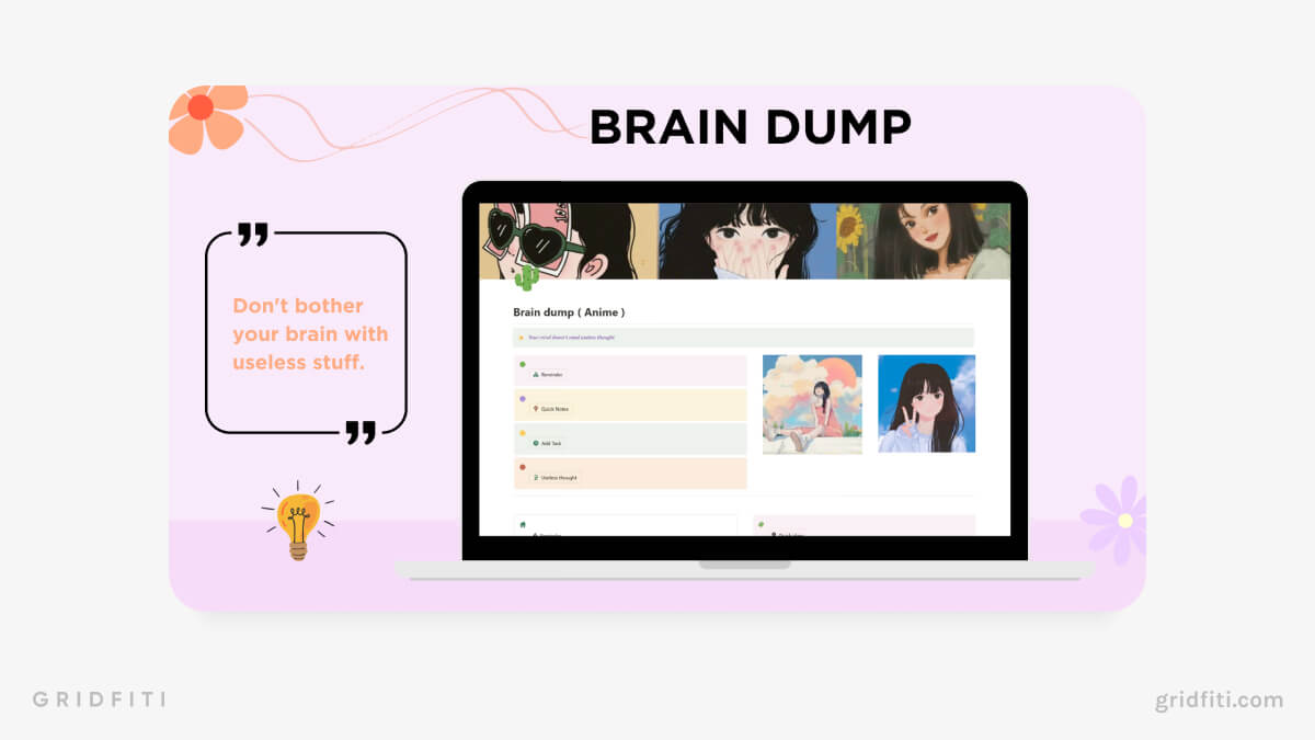 Anime Themed Brain Dump Template