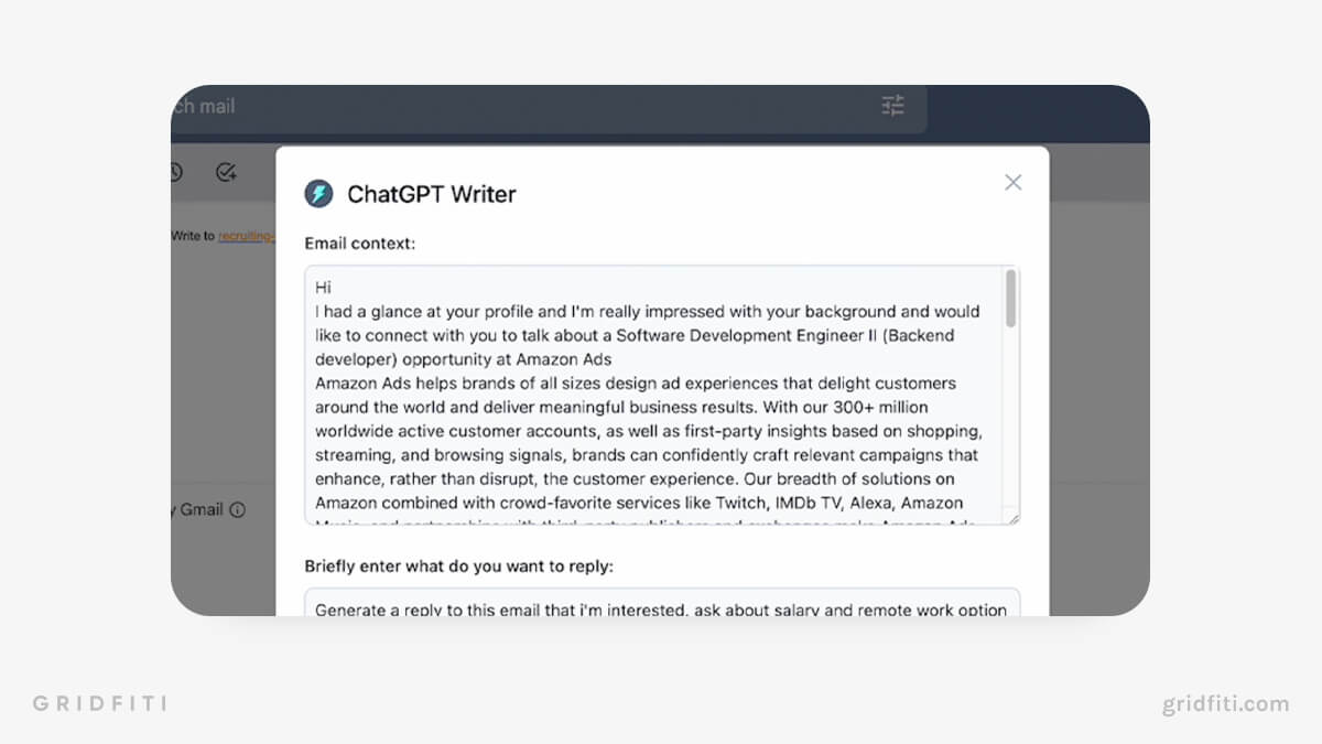 ChatGPT Writer Extension