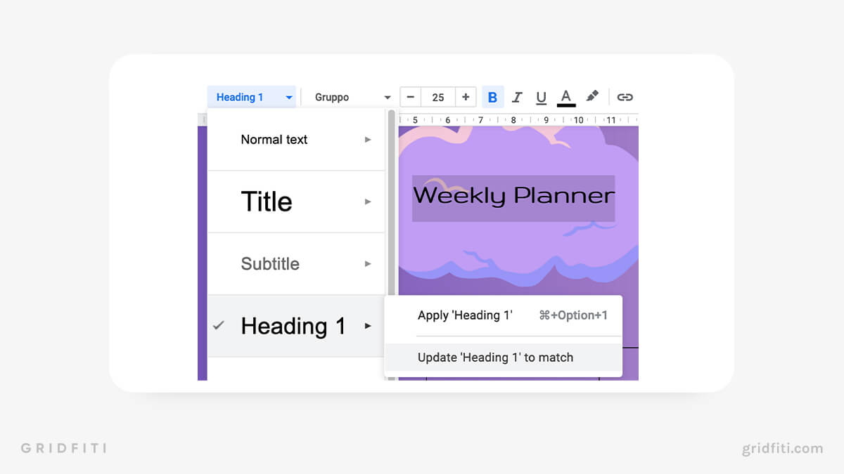 Changing Heading Font in Google Docs