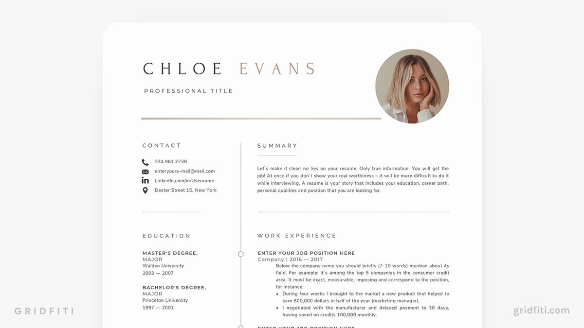 Sophisticated Photo Resume Template