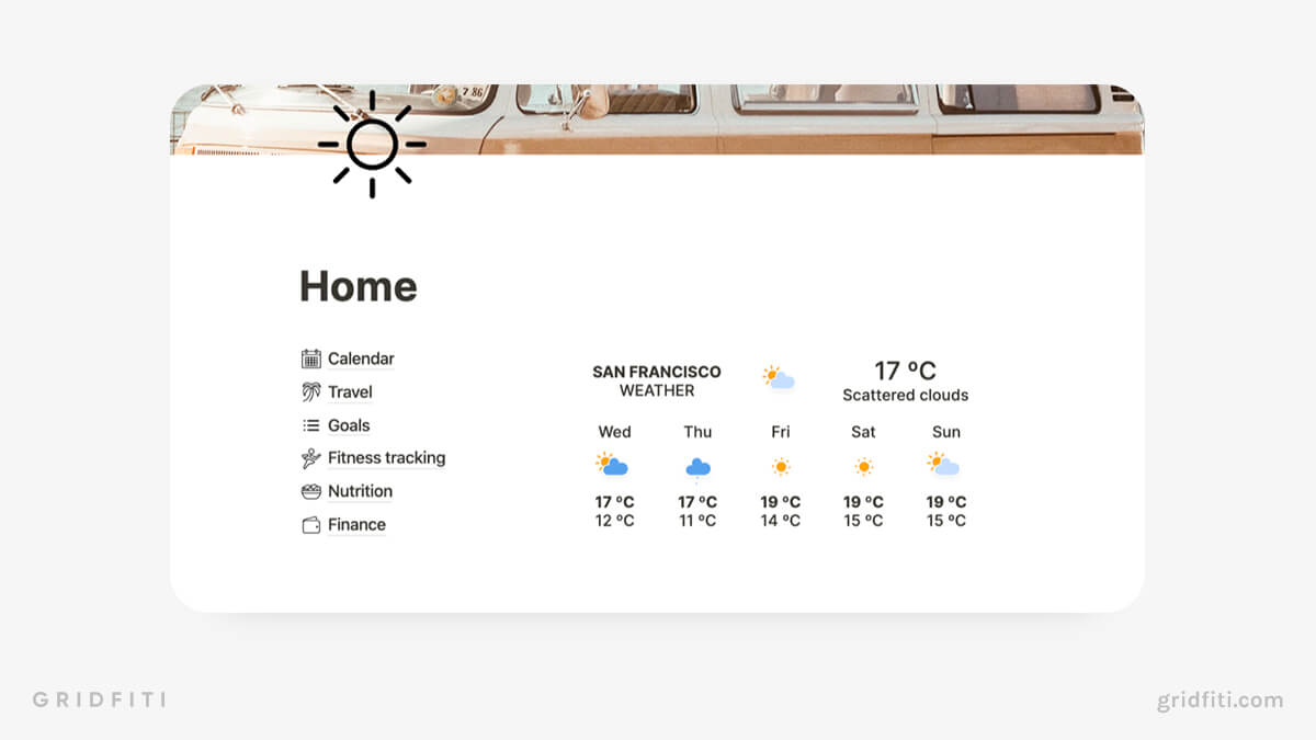 The 5 Best Notion Weather Widgets & How to Add Them | Gridfiti