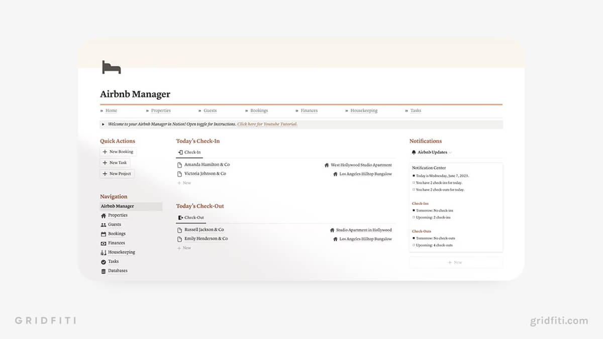 Notion Airbnb Manager Template
