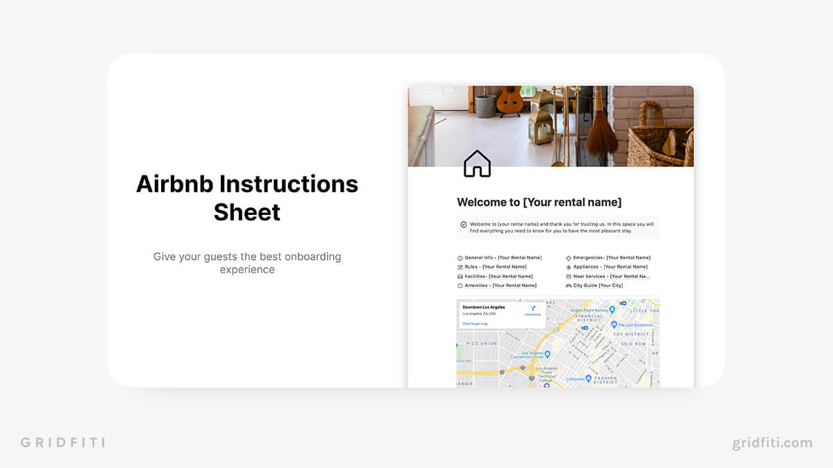 Airbnb Instructions Sheet Template