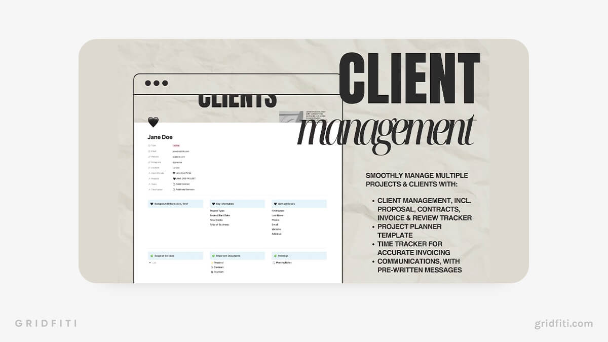 Notion Design Business Planner & Client Portal for Brands