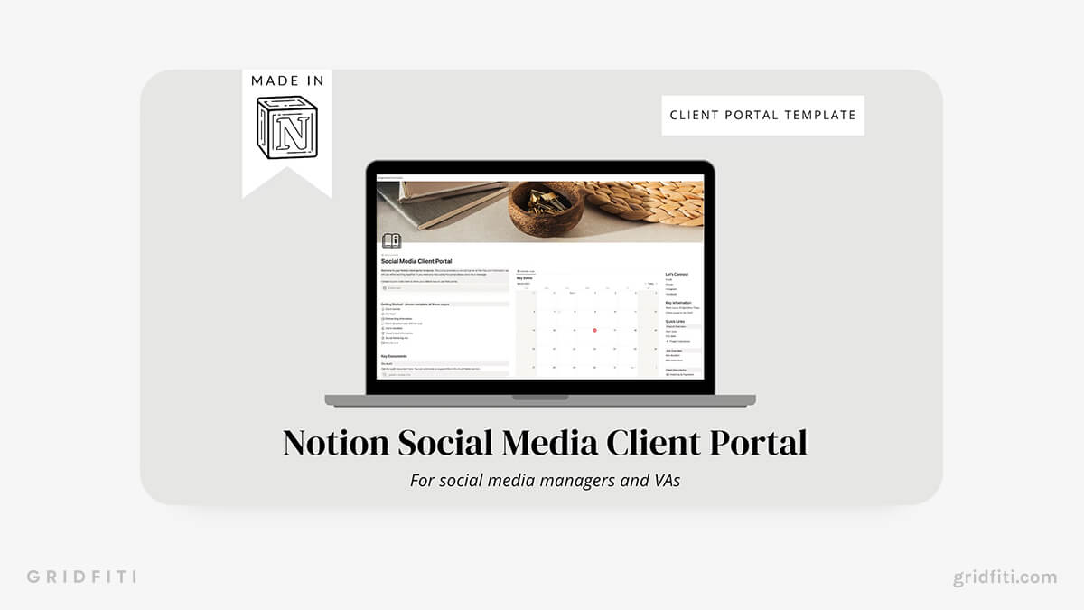 Notion Social Media Client Portal & VA Client Management