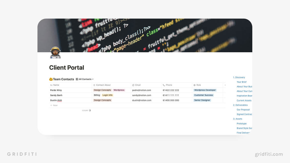 Notion Client Portal by Template Road