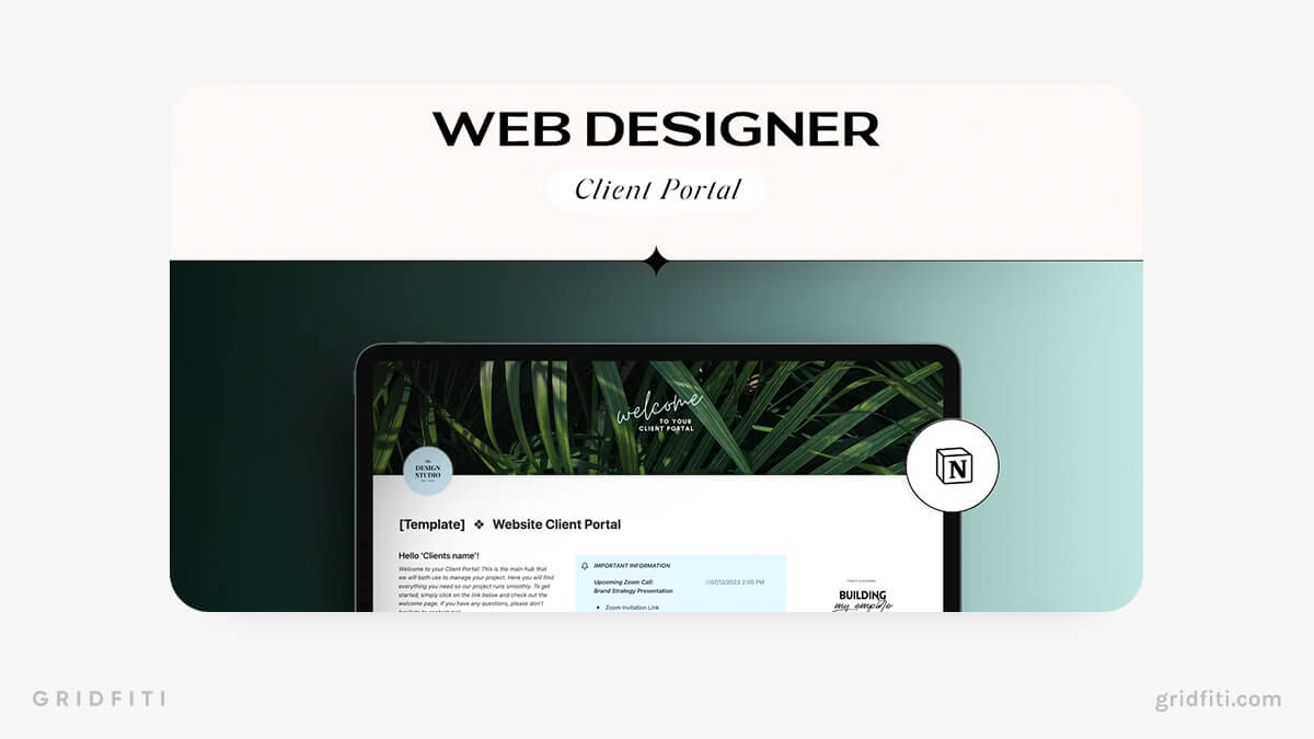 Notion Client Portal for Web Designers & Web Developers