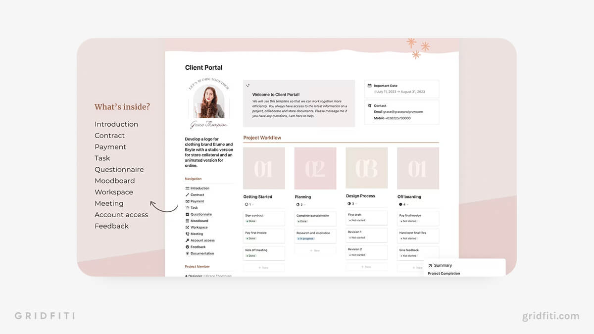 Aesthetic Notion Client Dashboard