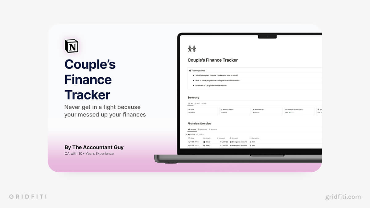 Notion Couple’s Finance Tracker