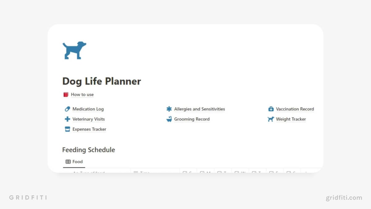 Notion Dog Life Planner