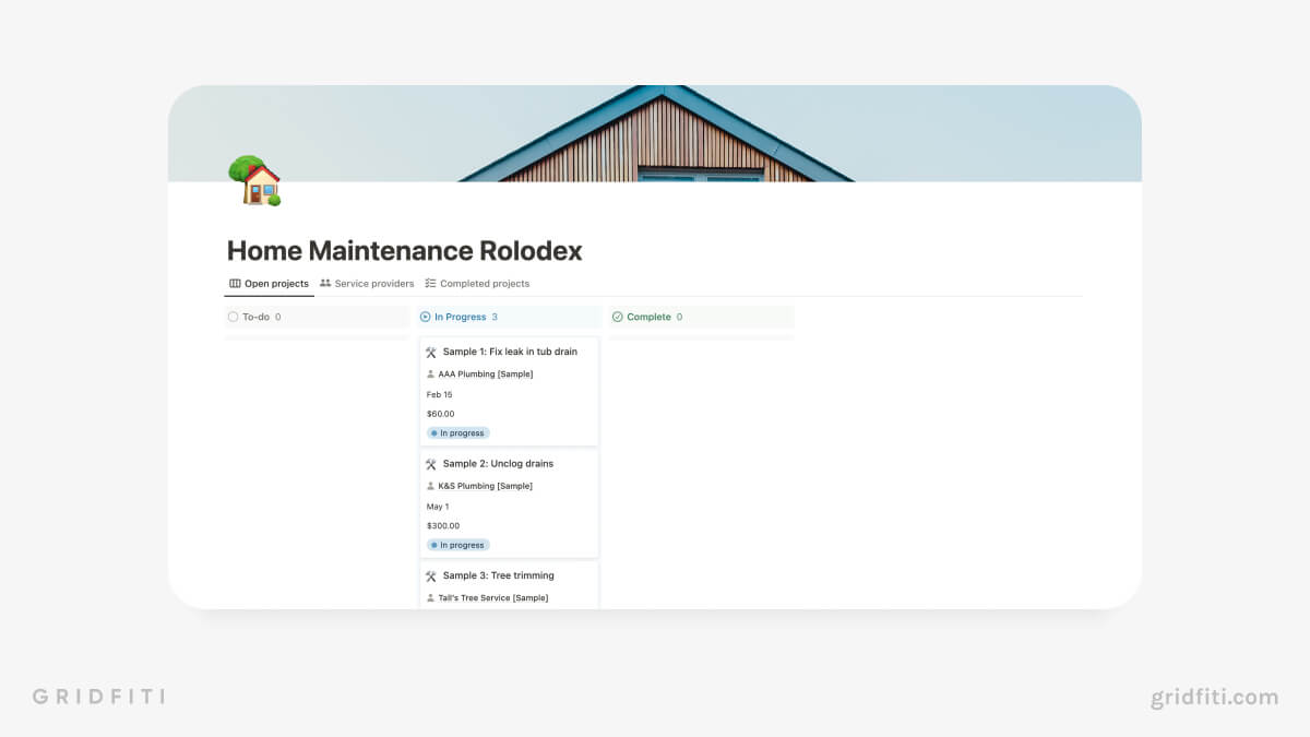 Notion Home Maintenance Rolodex Template Maintenance Rolodex