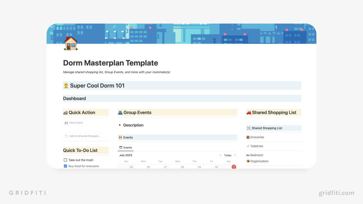 Notion Dorm Masterplan Template