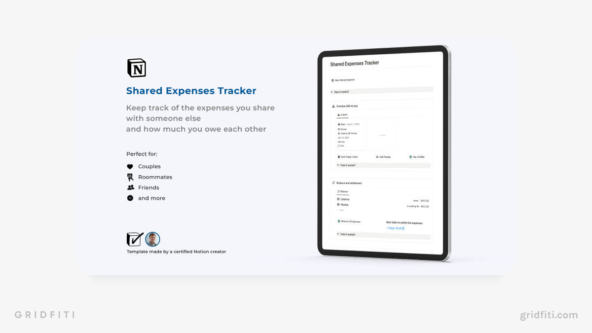 Notion Shared Expenses Tracker Expenses Tracker