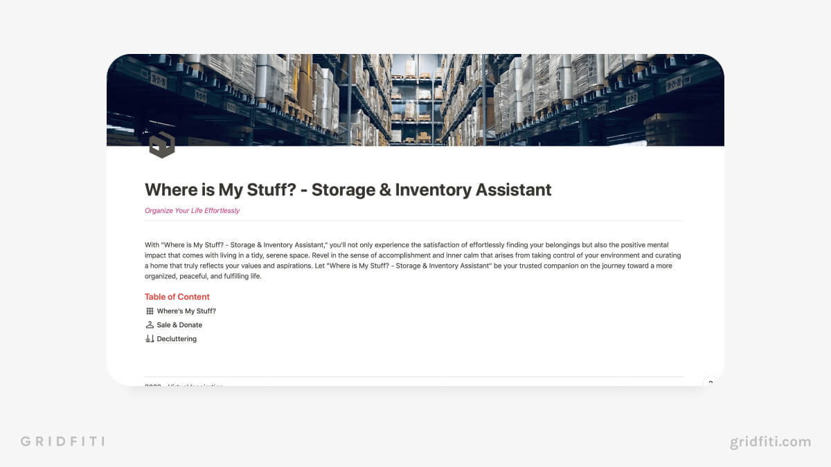 Notion Storage & Inventory Assistant