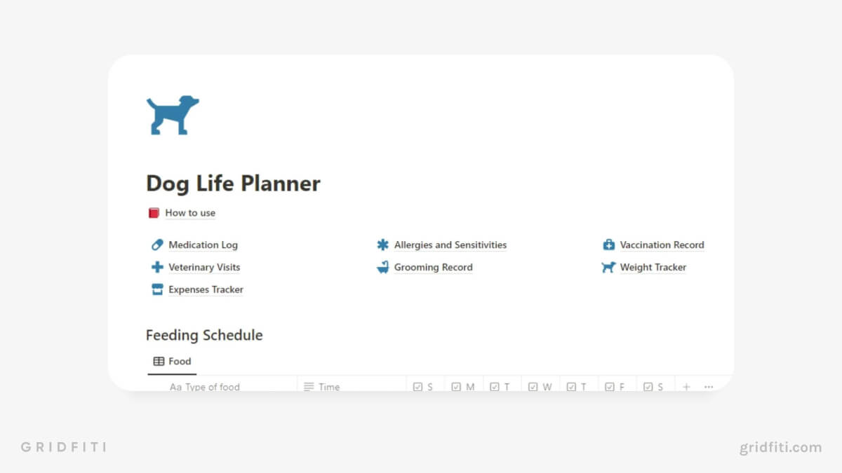 Notion Dog Life Planner Template