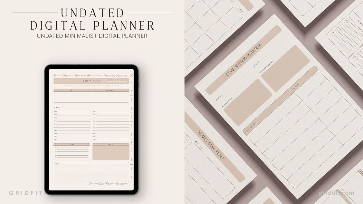 Aesthetic Undated Yearly Digital Planner
